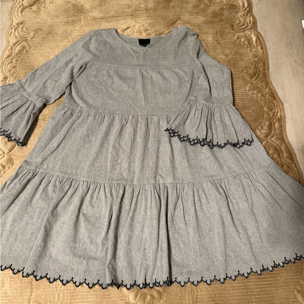 Sweet Claire Gray Kids Dress with Black Accents